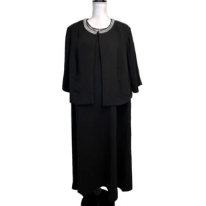 Jessica London 2pc Dress & Jacket Set Plus size 26W Black Faux Diamonds Wedding